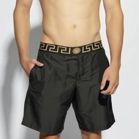 Versace Other - Versace Greca Border Swim Shorts Black Gold Designer Swim Trunks Size 3 (US XS)